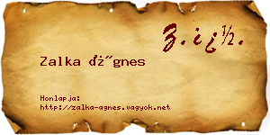 Zalka Ágnes névjegykártya